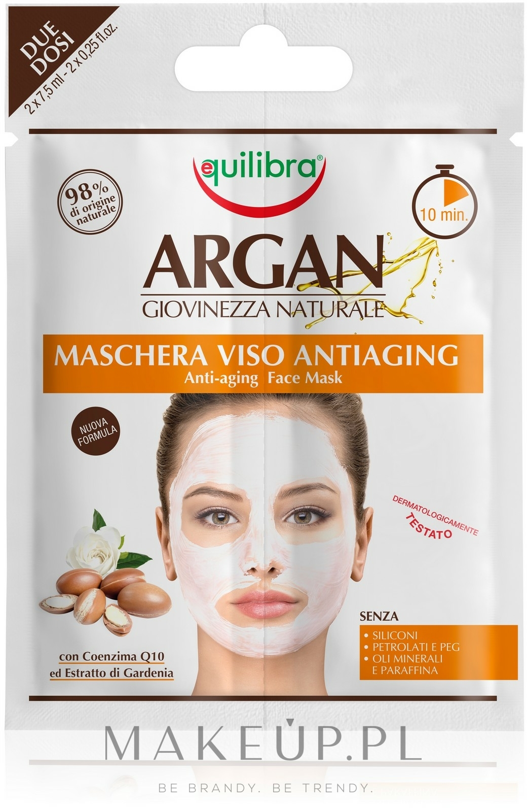 Arganowa maseczka przeciwstarzeniowa do twarzy - Equilibra Argan Face Mask — Zdjęcie 2 x 7.5 ml