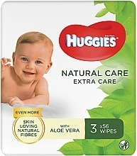 Kup Nawilżane chusteczki dla niemowląt Natural Care Extra Care 2+1, 3x56 szt. - Huggies
