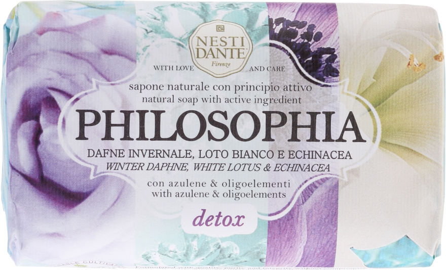 Naturalne mydło w kostce Wawrzynek wonny, biały lotos i jeżówka - Nesti Dante Philosophia Detox — Zdjęcie N1