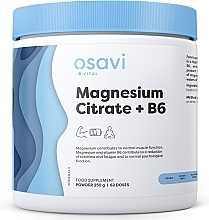 Suplement diety Cytrynian magnezu + B6, proszek - Osavi Magnesium Citrate + B6 Powder — Zdjęcie N1