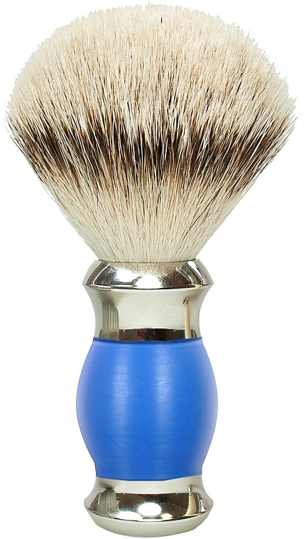 Pędzel do golenia z włosami borsuka, uchwyt polimerowy, niebieski i srebrny - Golddachs Silver Tip Badger Polymer Handle Blue Silver — Zdjęcie N1