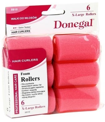 Wałki do włosów 36 mm 6 szt. - Donegal Sponge Curlers — Zdjęcie N2