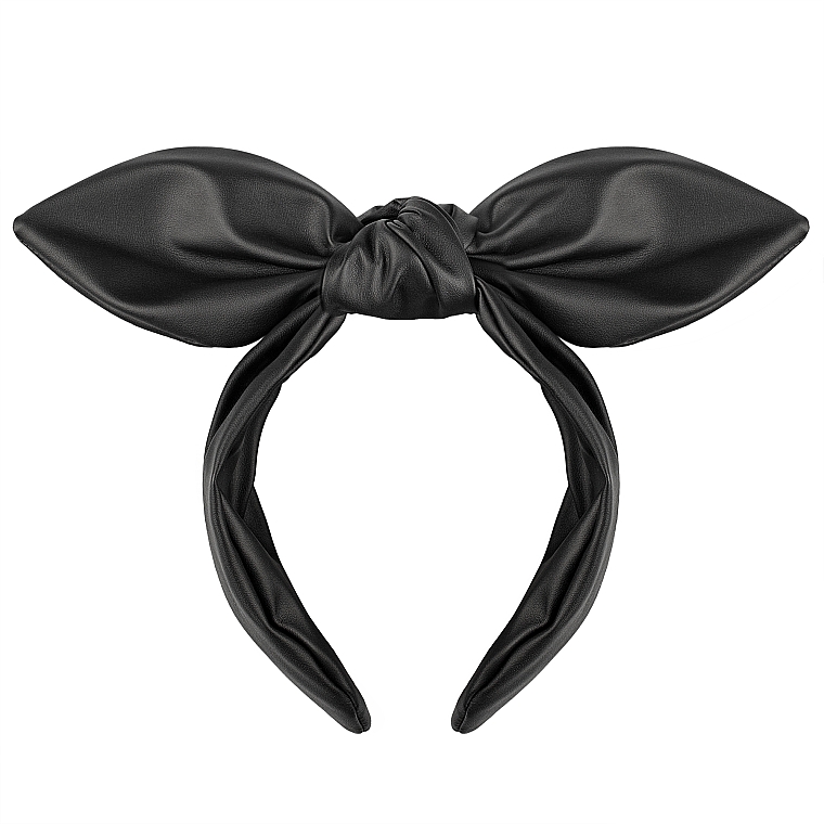 Opaska do włosów, czarna Chic Bow - MAKEUP Hair Hoop Band Leather Black