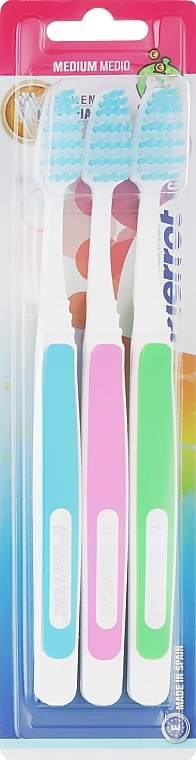 Zestaw szczoteczek do zębów Koloros, zielony + różowy + niebieski - Pierrot New Active — Zdjęcie N1