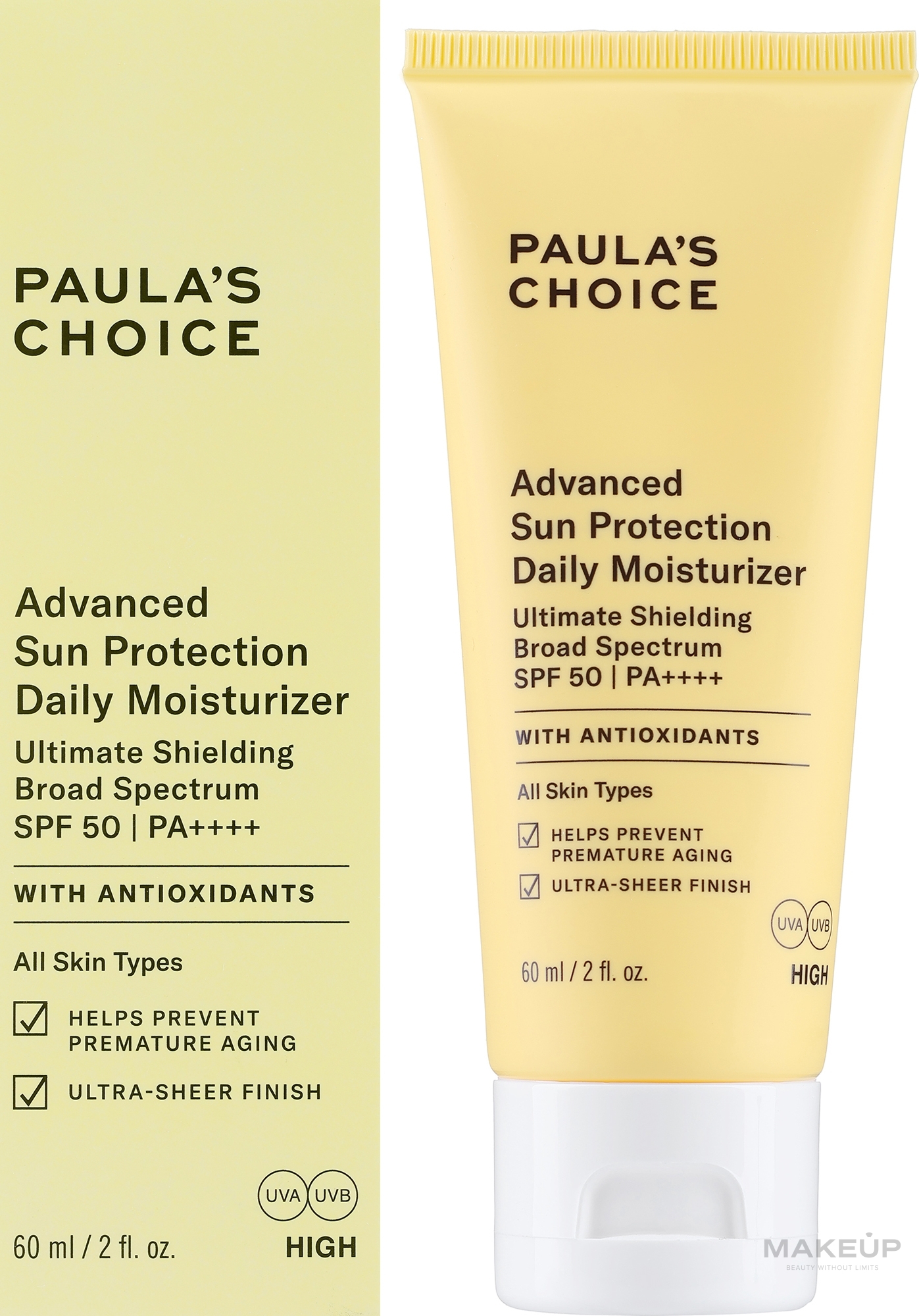 Nawilżający krem przeciwsłoneczny SPF 50 - Paula's Choice Advanced Sun Protection Daily Moisturizer SPF 50 PA++++ — Zdjęcie 60 ml