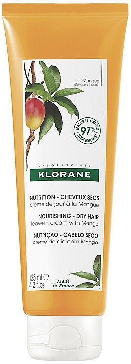 Odżywczy krem na dzień do włosów suchych z masłem mango - Klorane Day Cream For Dry Hair With Mang Oil  — Zdjęcie N1