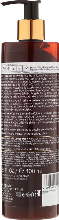 Regenerująco-odżywcze mleczko do ciała Cytrynowiec + mięta - Bielenda Botanic Formula — Zdjęcie N2