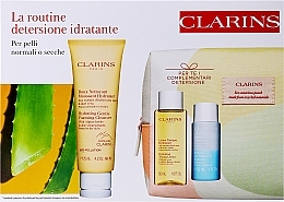 Zestaw do skóry normalnej i suchej - Clarins La Routine Moisturizing Cleansing Box (f cl/cr/125ml + makeup remover/30ml + bag/1pc + f/ton/50ml) — Zdjęcie N1