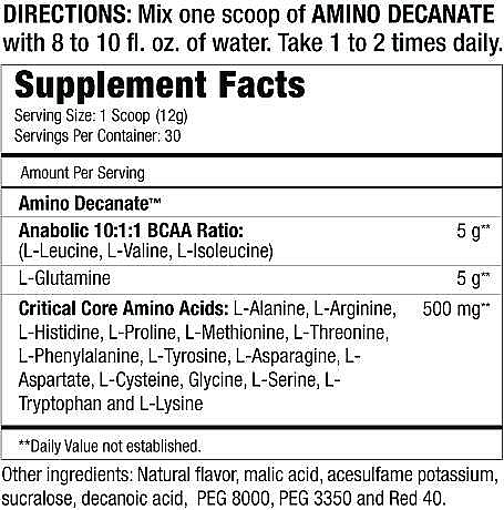 Kompleks aminokwasów BCAA, cytrusy z limonką - MuscleMeds Amino Decanate Citrus Lime — Zdjęcie N2