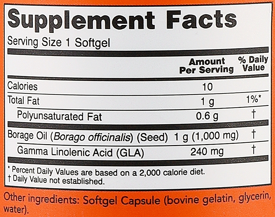 Olej z ogórecznika w kapsułkach 1000 mg - Now Foods Borage Oil — Zdjęcie N3