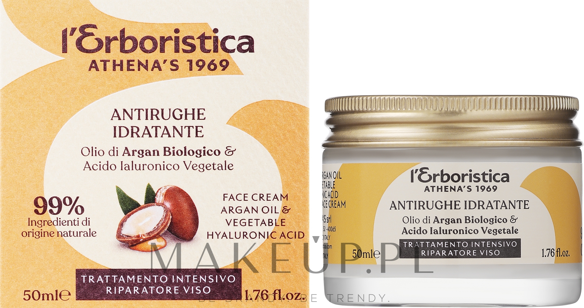 Krem do twarzy z olejkiem arganowym i kwasem hialuronowym - Athena's Erboristica Face Cream With Argan Oil And Hyaluronic Acid — Zdjęcie 50 ml