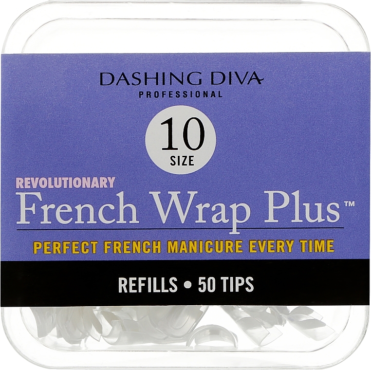 Tipsy - Dashing Diva French Wrap Plus White 50 Tips (Size 10) — Zdjęcie N1