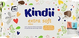 Kup WYPRZEDAŻ Chusteczki nawilżane dla niemowląt, 60 szt. - Kindii Extra Soft *