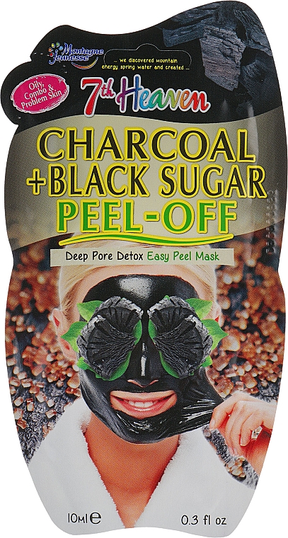 Maska do twarzy z węglem drzewnym i czarnym cukrem - 7th Heaven Charcoal & Black Sugar Peel Off Mask