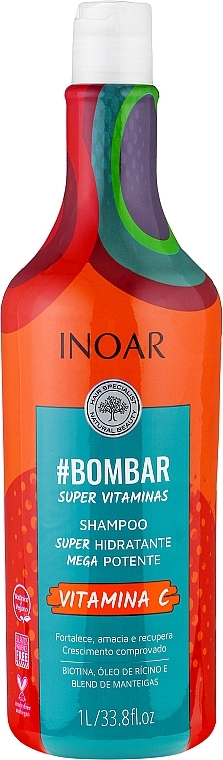Bezsiarczanowy szampon Witamina C na porost włosów - Inoar Bombar Shampoo — Zdjęcie N1
