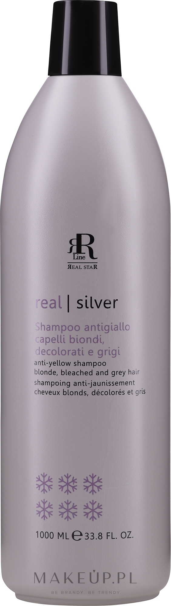 Fioletowy szampon przeciw żółknięciu do włosów blond, rozjaśnionych i siwych - RR LINE Silver Star Shampoo — Zdjęcie 1000 ml