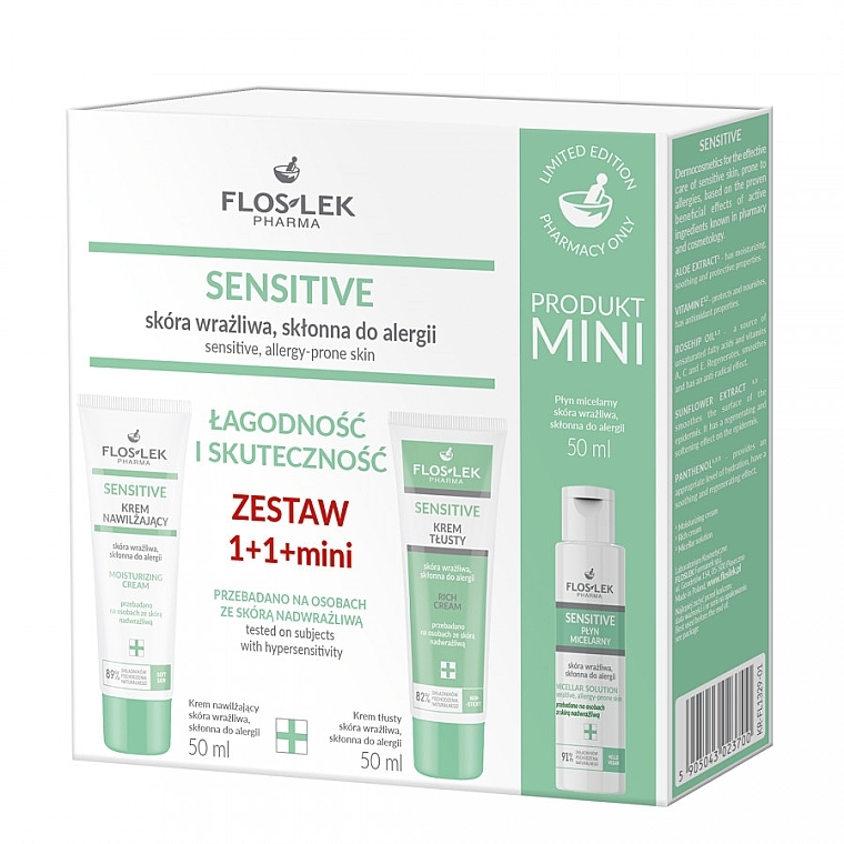 Zestaw - Floslek Sensitive Set (f/cr/2x50ml + micellar/water/50ml) — Zdjęcie N1
