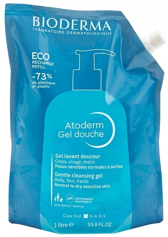 Żel pod prysznic do skóry suchej i wrażliwej - Bioderma Atoderm Gentle Shower Gel Eco-Refill (uzupełnienie) — Zdjęcie N1