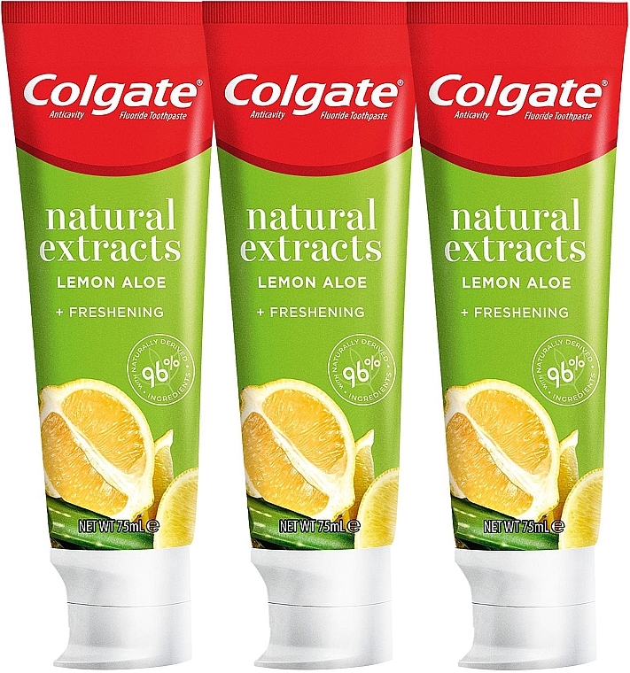 Zestaw - Colgate Natural Extracts Ultimate Fresh Clean Lemon & Aloe Trio (toothpaste/3x75ml) — Zdjęcie N3