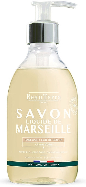 Marsylskie mydło w płynie Kwiat bawełny - BeauTerra Marselle Liquid Soap Cotton Flower — Zdjęcie N2
