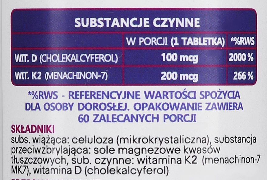 Witamina D3+K2, w tabletkach - NaturPlanet Vitamin D3 + K2 Max 4000IU + 200 mcg — Zdjęcie N5