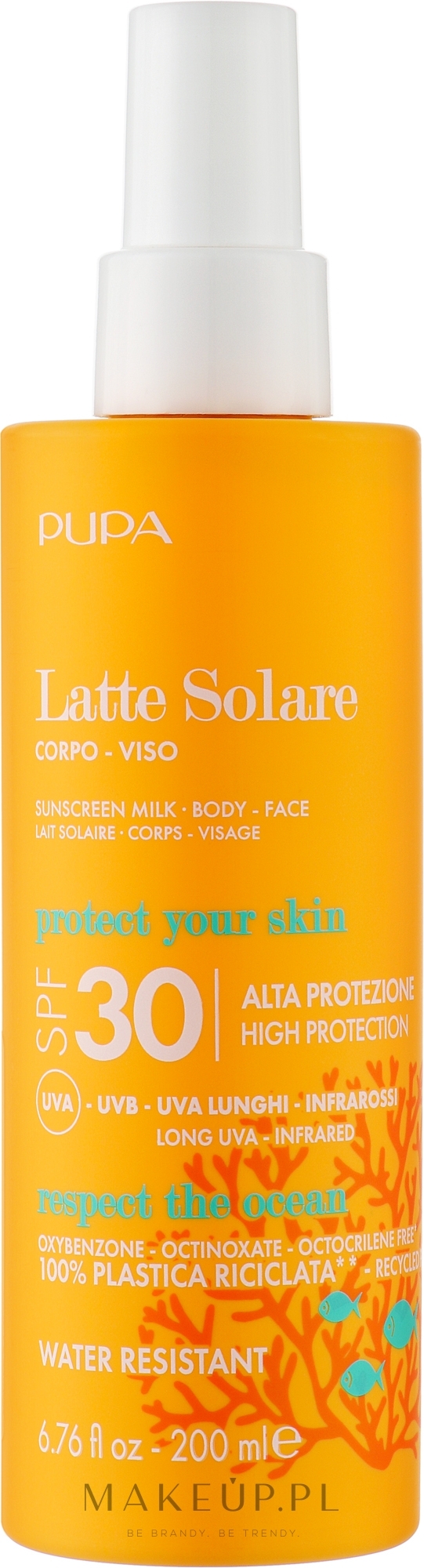 Mleczko do opalania twarzy i ciała - Pupa Sunscreen Milk High Protection SPF 30 — Zdjęcie 200 ml