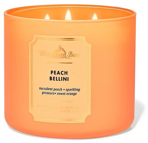 Świeca aromatyczna z 3 knotami - Bath and Body Works Peach Bellini Scented Candle — Zdjęcie N1