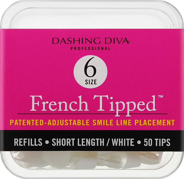 Krótkie tipsy French - Dashing Diva French Tipped Short White 50 Tips (Size 6) — Zdjęcie N1