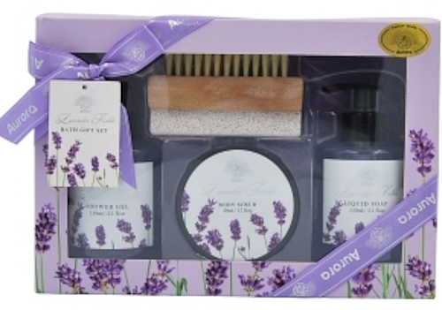 Zestaw - Aurora Lavender Fields (sh/gel/150ml + soap/150ml + scr/50ml + b/brush/1pc) — Zdjęcie N1