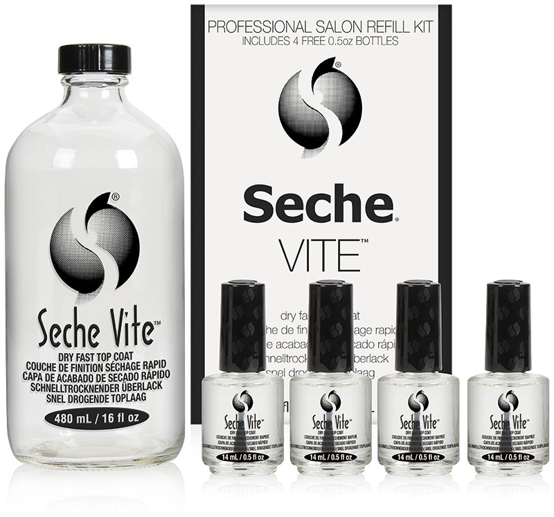 Zestaw - Seche Vite Professional Salon Refill Kit (top coat/480ml + top coat/4x14ml) — Zdjęcie N1