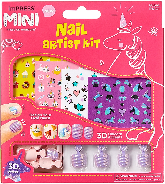 Zestaw samoprzylepnych sztucznych paznokci - Kiss imPRESS Kids Nail Artist Kit — Zdjęcie N1
