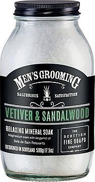 Sól do kąpieli z wetiweru i drzewa sandałowego w słoiku - Scottish Fine Soaps Mens Grooming Vetiver & Sandalwood Relaxing Mineral Soak — Zdjęcie N1