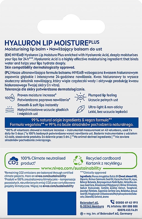 Balsam do ust - NIVEA Hyaluron Lip Moisture Plus — Zdjęcie N2