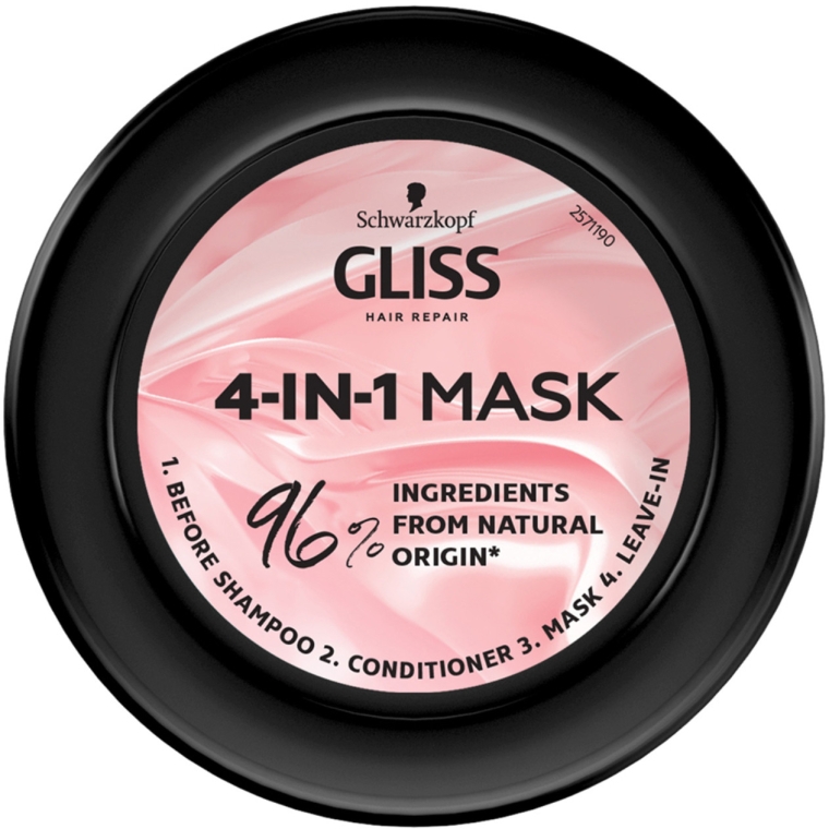 Nabłyszczająca maska 4 w 1 do zniszczonych i farbowanych włosów - Gliss Kur Performance Treat — Zdjęcie N2