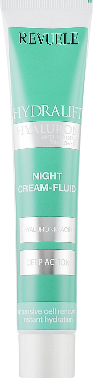 Przeciwzmarszczkowy krem-fluid do twarzy na noc - Revuele Hydralift Hyaluron Night Cream Fluid — Zdjęcie N1