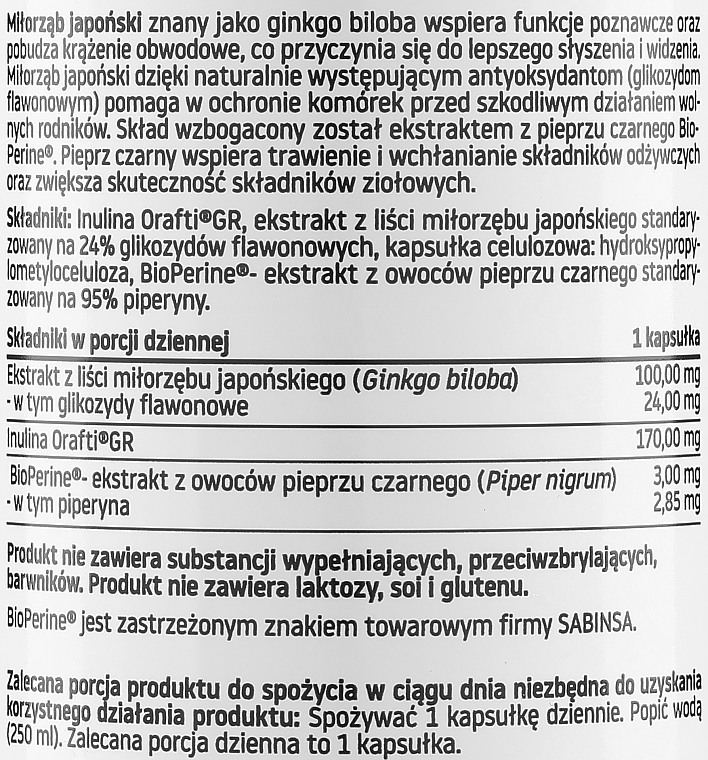Suplement diety Ginkgo biloba - Pharmovit Clean Label Ginkgo Biloba 24% — Zdjęcie N2