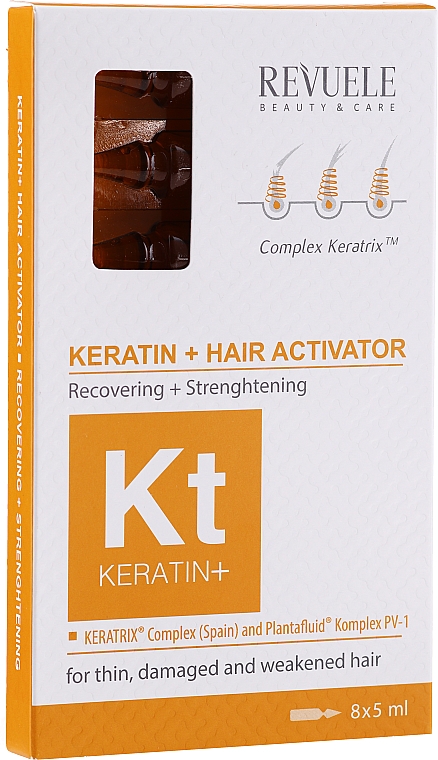 Ampułki do włosów - Revuele Keratin+ Ampoules Hair Restoration Activator 