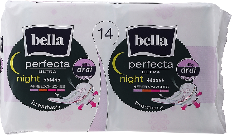 Podpaski Perfecta Ultra Night Silky Drai, 7+7 szt. - Bella  — Zdjęcie N1