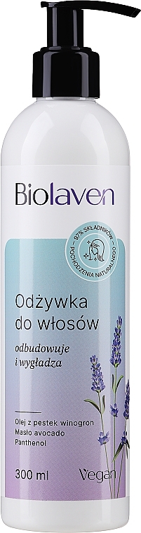 Odbudowująco-wygładzająca odżywka do włosów Olej z pestek winogron i olejek lawendowy - Biolaven