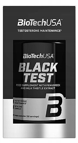 Booster testosteronu z kozieradką i ekstraktem z ostropestu plamistego - BioTechUSA Black Test Food Supplement With Fenugreek And Milk Thistle Extract — Zdjęcie N1