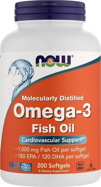 Kapsułki Omega-3 1000 mg - Now Foods Omega-3 Molecularly Distilled 180 EPA/120 DHA — Zdjęcie N6