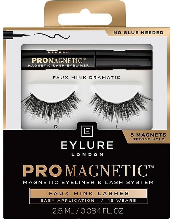 Zestaw - Eylure Pro Magnetic Kit Faux Mink Dramatic (false/eyelashes + eyeliner/2.5ml) — Zdjęcie N1