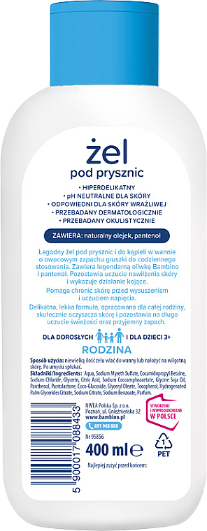 Hiperdelikatny żel pod prysznic o zapachu gruszki - BAMBINO — Zdjęcie N4