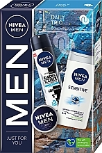 Kup Zestaw dla mężczyzn - NIVEA MEN Daily Trio Set (sh/gel/250ml + deo/150ml + b/cr/30ml)