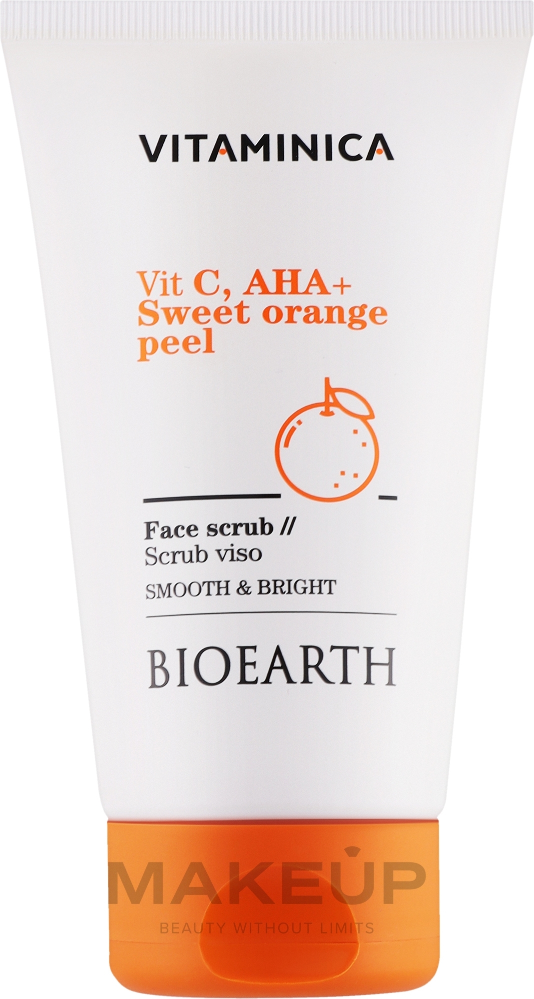 Peeling do twarzy - Bioearth Vitaminica Vit C, AHA + Sweet Orange Peel Face Scrub — Zdjęcie 150 ml
