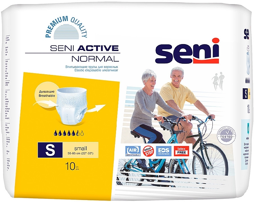 Pieluchomajtki dla dorosłych S, 55-85 cm, 10 sztuk - Seni Active Normal Small — Zdjęcie N1