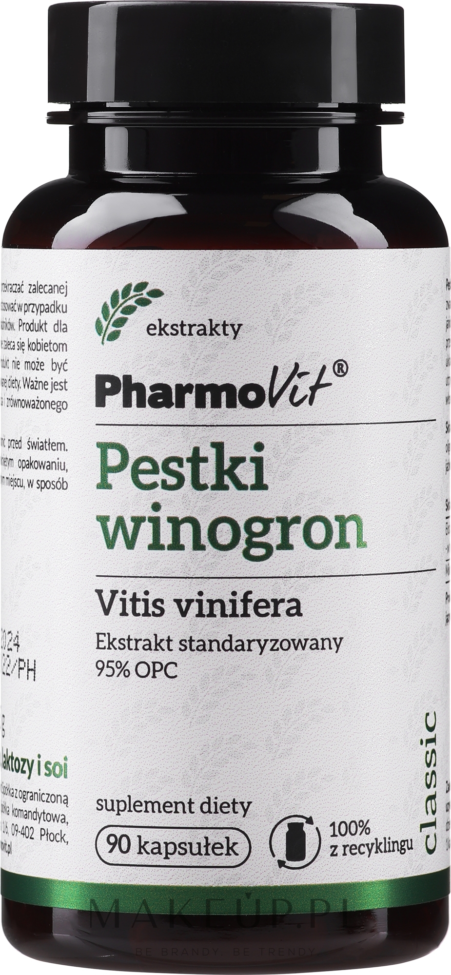 Suplement diety Pestki winogron - Pharmovit Grape Seeds 95% Extract — Zdjęcie 90 szt.