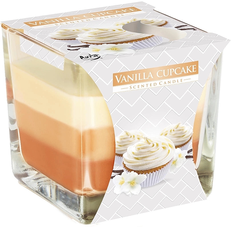 Świeca zapachowa trójwarstwowa w szkle Babeczka waniliowa - Bispol Scented Candle Vanilla Cupcake — Zdjęcie N1