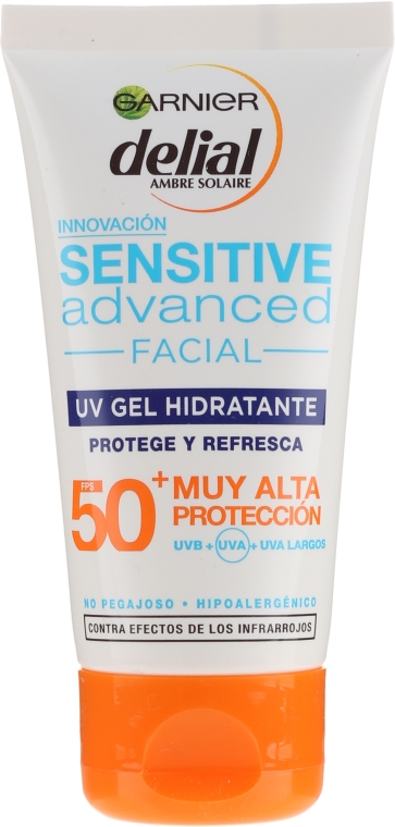 Zel do twarzy z filtrem SPF 50 do skóry wrażliwej - Garnier Delial Ambre Solaire Sensitive Advanced Facial Sunscreen SPF50+ — Zdjęcie N1