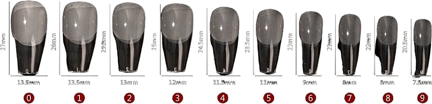 Tipsy, akrylowe, transparentne, 504 szt. - Reney Cosmetics Soft Gel Tips Medium Coffin RX-102 — Zdjęcie N2